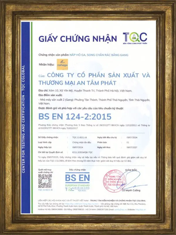 Chứng Nhận Tiêu Chuẩn Châu Âu BS EN-124-2:2015