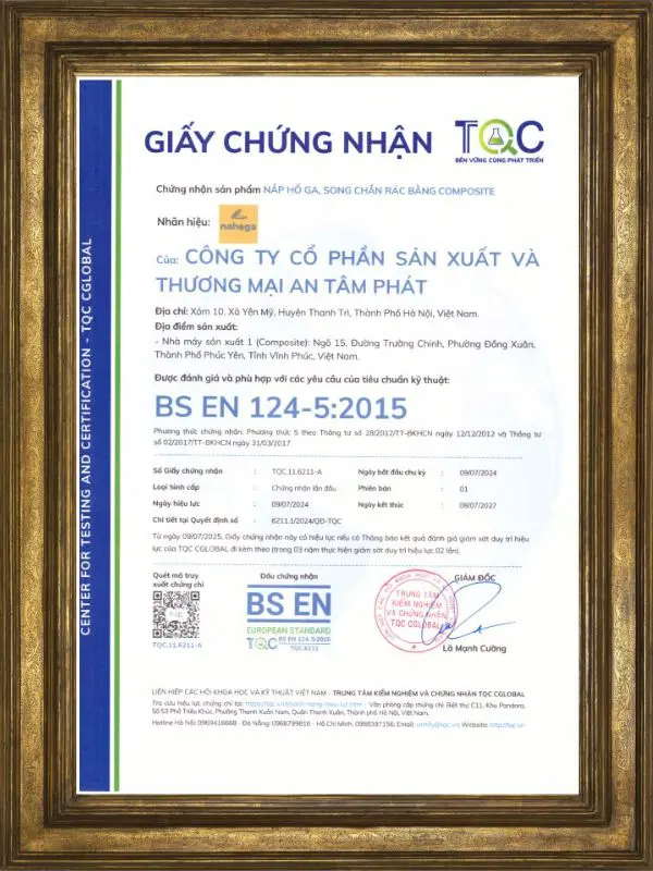 Chứng Nhận Tiêu Chuẩn Châu Âu BS EN-124-5:2015