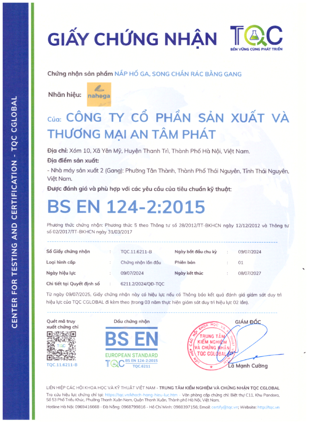 BS EN 124 được ban hành lần đầu tiên vào năm 1976