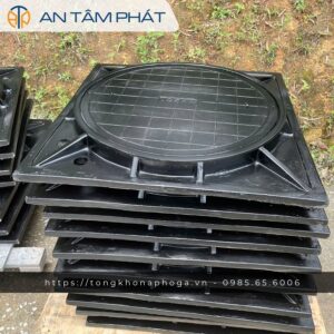 Nắp hố ga composite 1000×1000 (Khung âm – Chống mùi)
