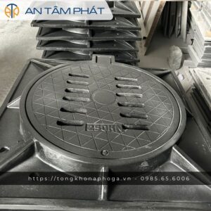 Nắp hố ga composite 1000×1000 (Khung âm – Thoát nước)