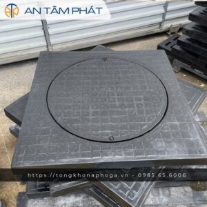 Nắp hố ga composite 1000×1000 (Khung dương – Chống mùi)