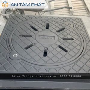 Nắp hố ga composite 1000×1000 (Khung dương – Thoát nước)