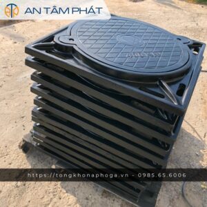 Nắp hố ga composite 600×600 (Khung âm – Chống mùi)