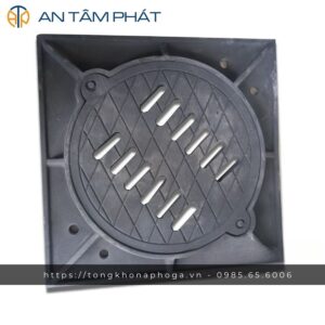 Nắp hố ga composite 600×600 (Khung âm – Thoát nước)