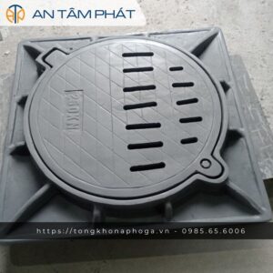 Nắp hố ga composite 800×800 (Khung âm – Thoát nước)