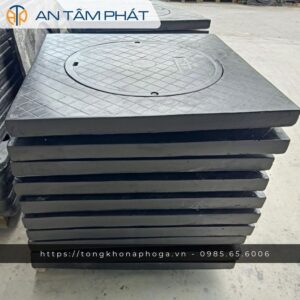 Nắp hố ga composite 800×800 (Khung dương – Chống mùi)