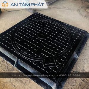 Nắp hố ga gang 1000×1000 (Khung dương – Chống Mùi)
