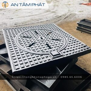 Nắp hố ga gang 1000×1000 (Khung dương – Thoát nước)