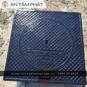 Nắp hố ga gang 900×900 (Khung dương – Chống Mùi)